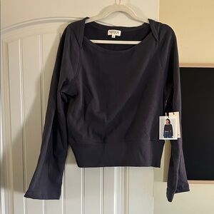 Nation LTD Cropped Long-Sleeve Sweatshirt in Navy